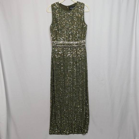 Mac Duggal Sequin High Neck Column Gown - Picture 2 of 16